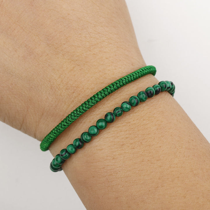 Bracciale intrecciato con perline di malachite naturale Olivenorma
