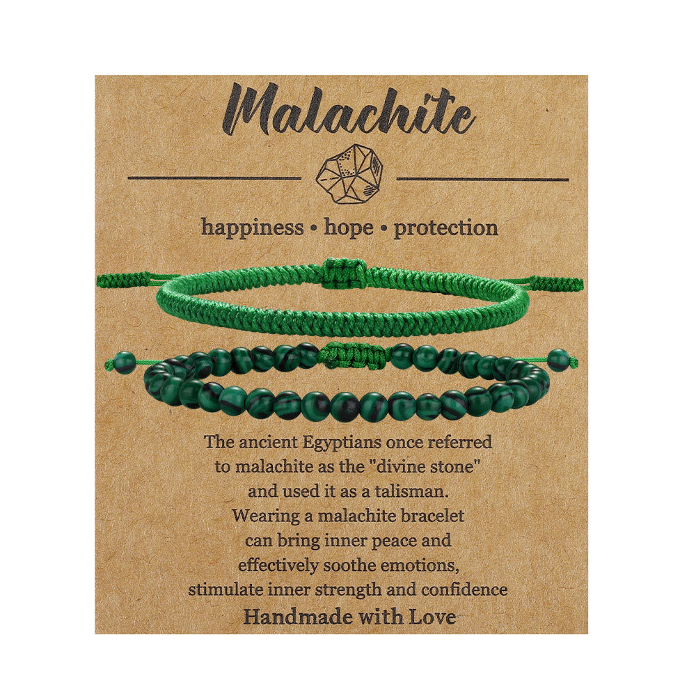 Bracciale intrecciato con perline di malachite naturale Olivenorma