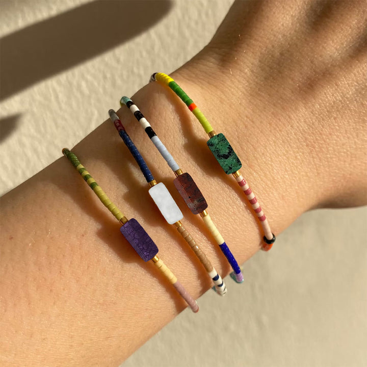 Bracciale con ciondolo rettangolare in cristallo naturale Olivenorma 