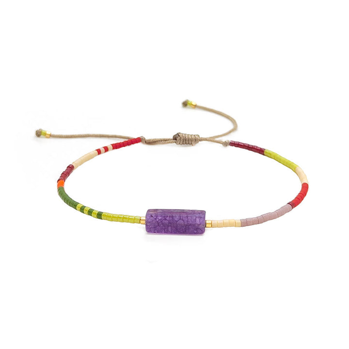 Bracciale con ciondolo rettangolare in cristallo naturale Olivenorma 