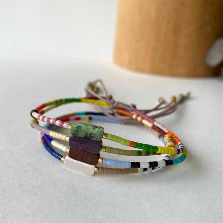 Bracciale con ciondolo rettangolare in cristallo naturale Olivenorma 