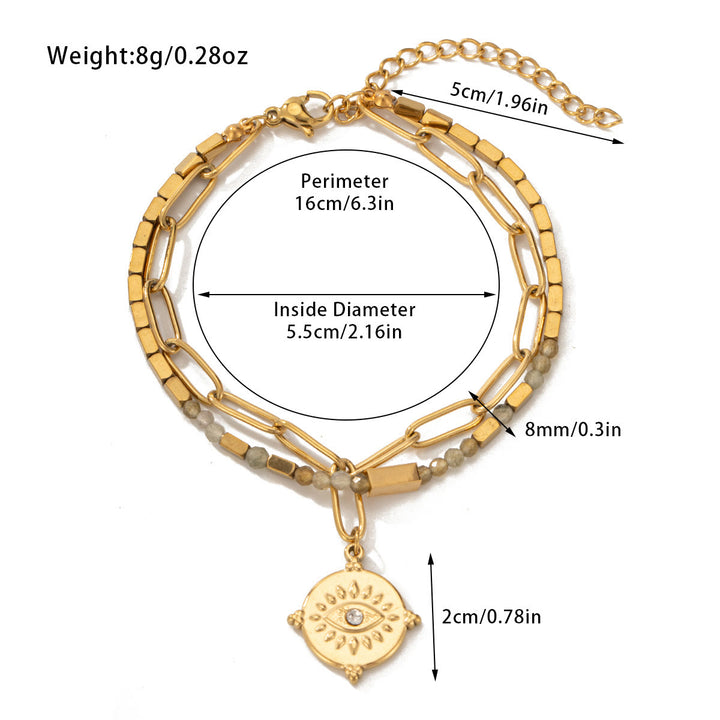 Bracciale Olivenorma in lega di cristallo naturale a doppio strato 