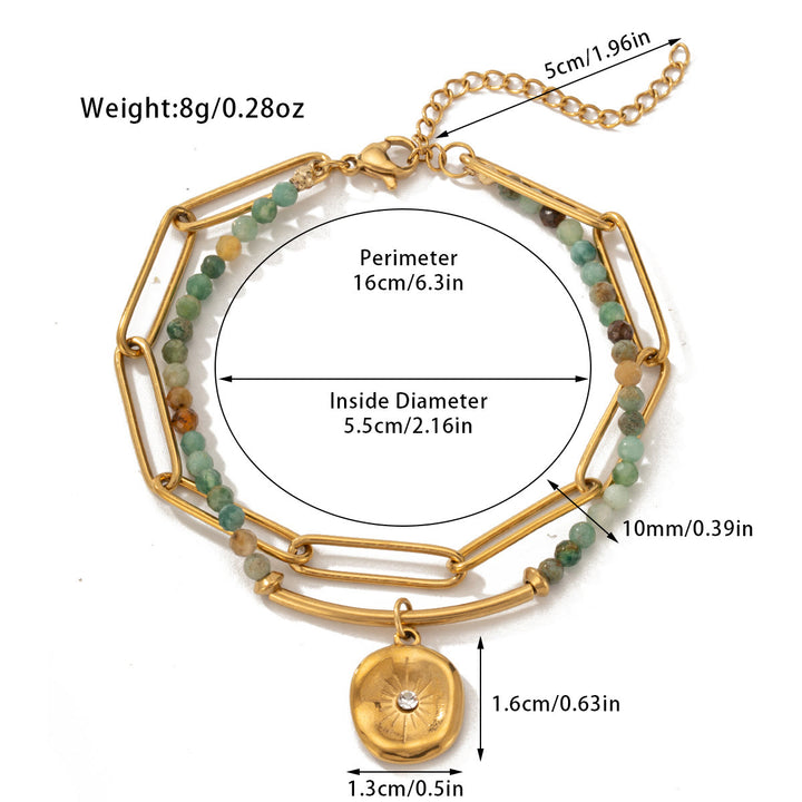 Bracciale Olivenorma in lega di cristallo naturale a doppio strato 