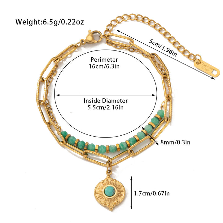 Bracciale Olivenorma in lega di cristallo naturale a doppio strato 