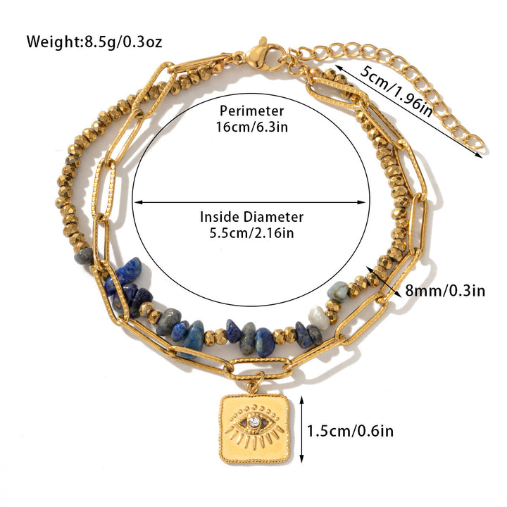 Bracciale Olivenorma in lega di cristallo naturale a doppio strato 