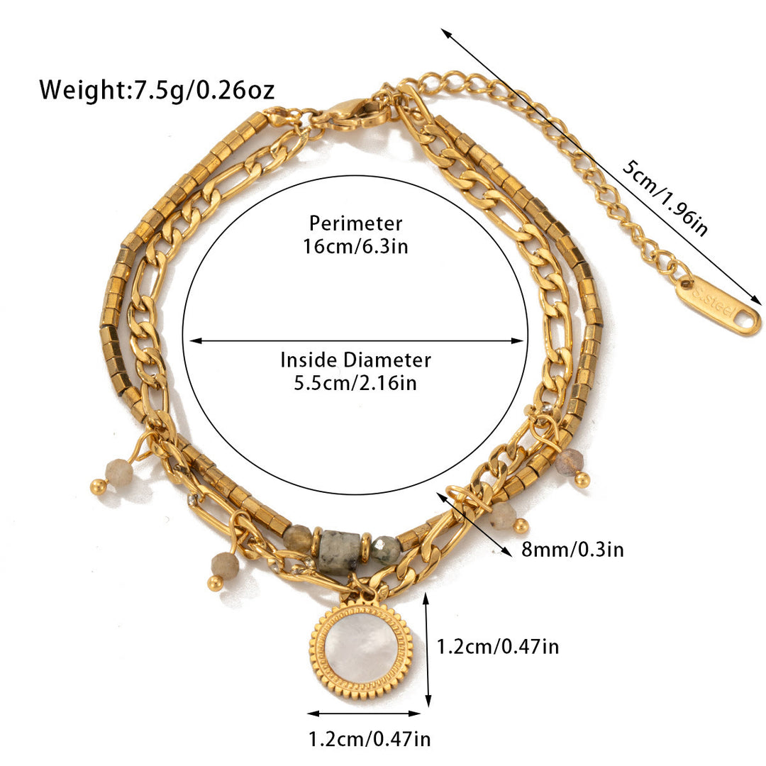 Bracciale Olivenorma in lega di cristallo naturale a doppio strato 