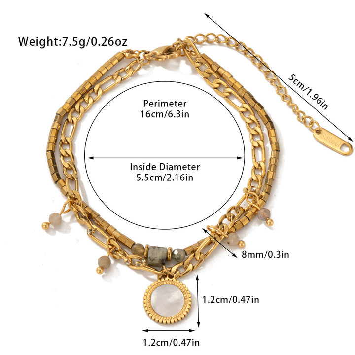 Bracciale Olivenorma in lega di cristallo naturale a doppio strato 
