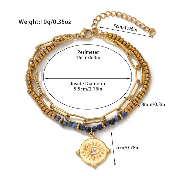 Bracciale Olivenorma in lega di cristallo naturale a doppio strato 