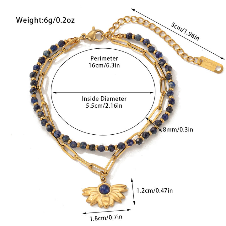 Bracciale Olivenorma in lega di cristallo naturale a doppio strato 