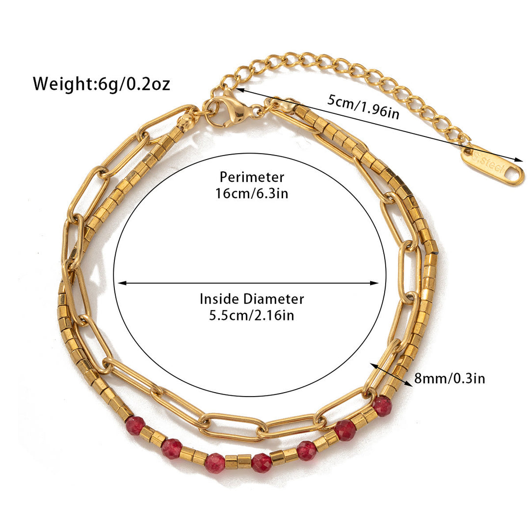Bracciale Olivenorma in lega di cristallo naturale a doppio strato 