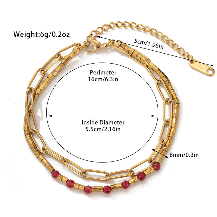 Bracciale Olivenorma in lega di cristallo naturale a doppio strato 