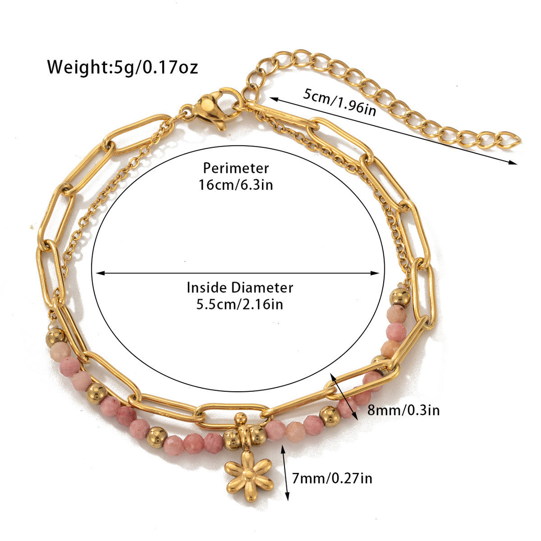 Bracciale Olivenorma in lega di cristallo naturale a doppio strato 