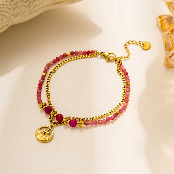 Bracciale Olivenorma Vintage in lega di perline di pietra naturale 