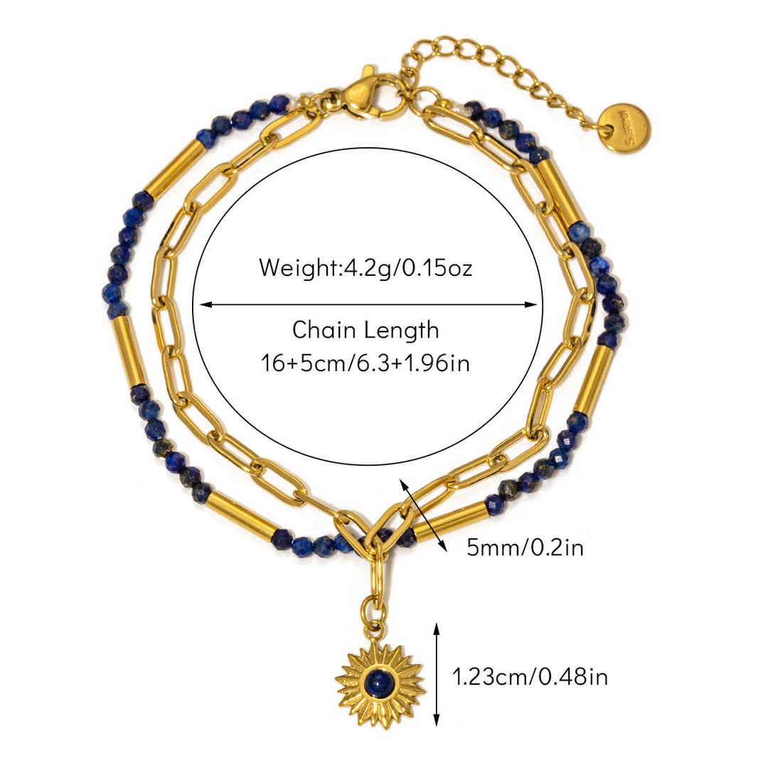 Bracciale Olivenorma Vintage in lega di perline di pietra naturale 