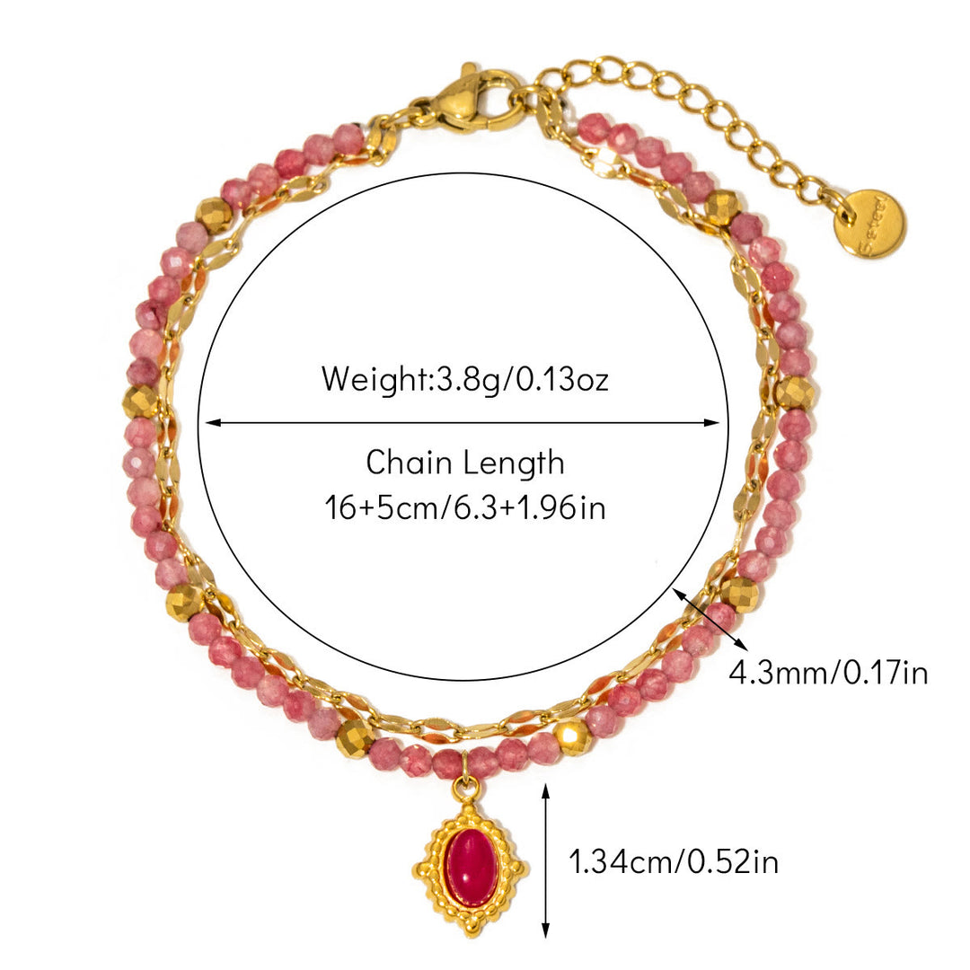 Bracciale Olivenorma Vintage in lega di perline di pietra naturale 