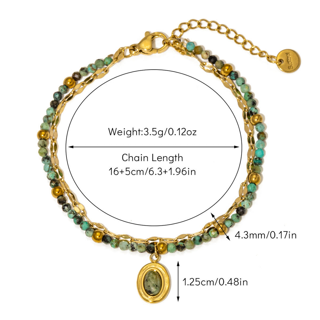 Bracciale Olivenorma Vintage in lega di perline di pietra naturale 