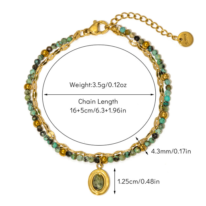 Bracciale Olivenorma Vintage in lega di perline di pietra naturale 