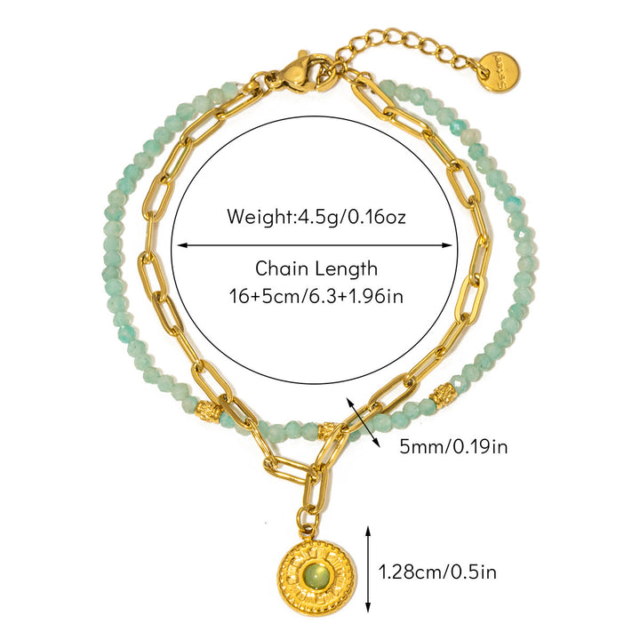 Bracciale Olivenorma Vintage in lega di perline di pietra naturale 