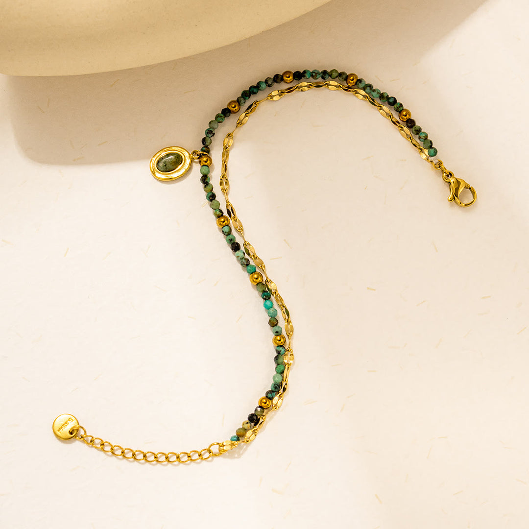 Bracciale Olivenorma Vintage in lega di perline di pietra naturale 