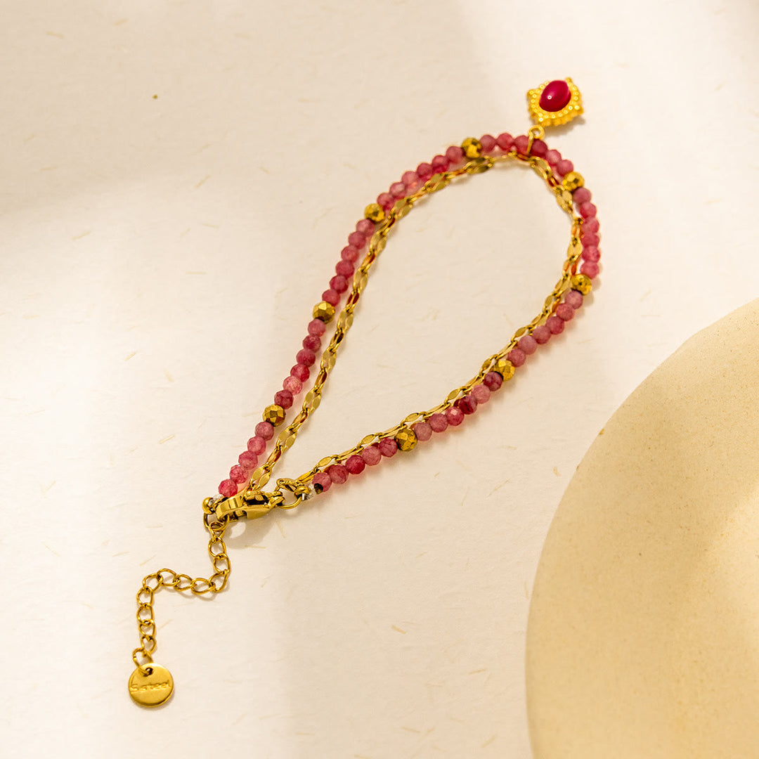 Bracciale Olivenorma Vintage in lega di perline di pietra naturale 