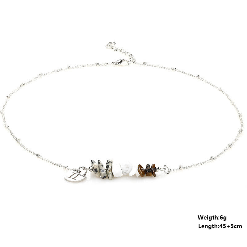 Collana con ciondolo zodiacale in perline di cristallo naturale Olivenorma 