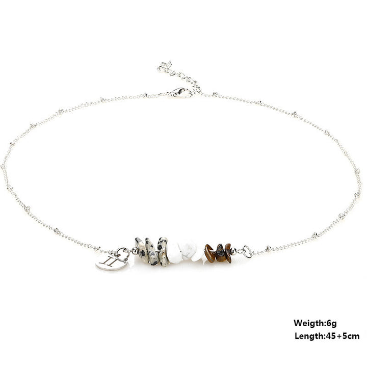 Collana con ciondolo zodiacale in perline di cristallo naturale Olivenorma 