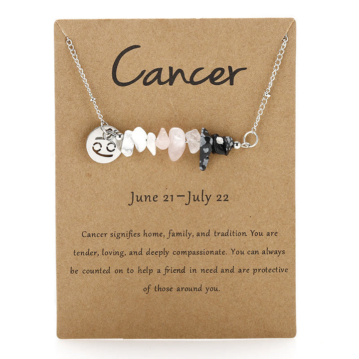 Collana con ciondolo zodiacale in perline di cristallo naturale Olivenorma 