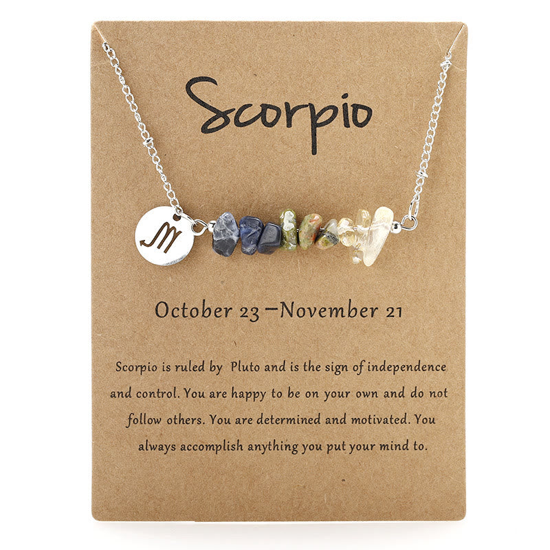 Collana con ciondolo zodiacale in perline di cristallo naturale Olivenorma 