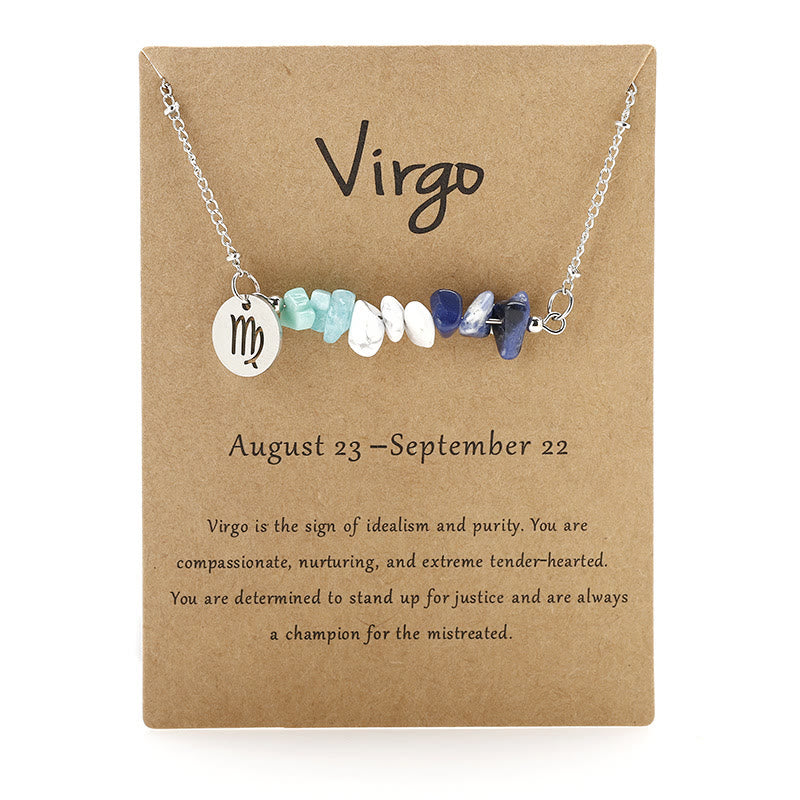 Collana con ciondolo zodiacale in perline di cristallo naturale Olivenorma 