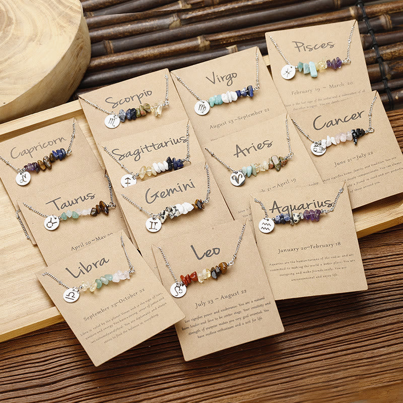 Collana con ciondolo zodiacale in perline di cristallo naturale Olivenorma 