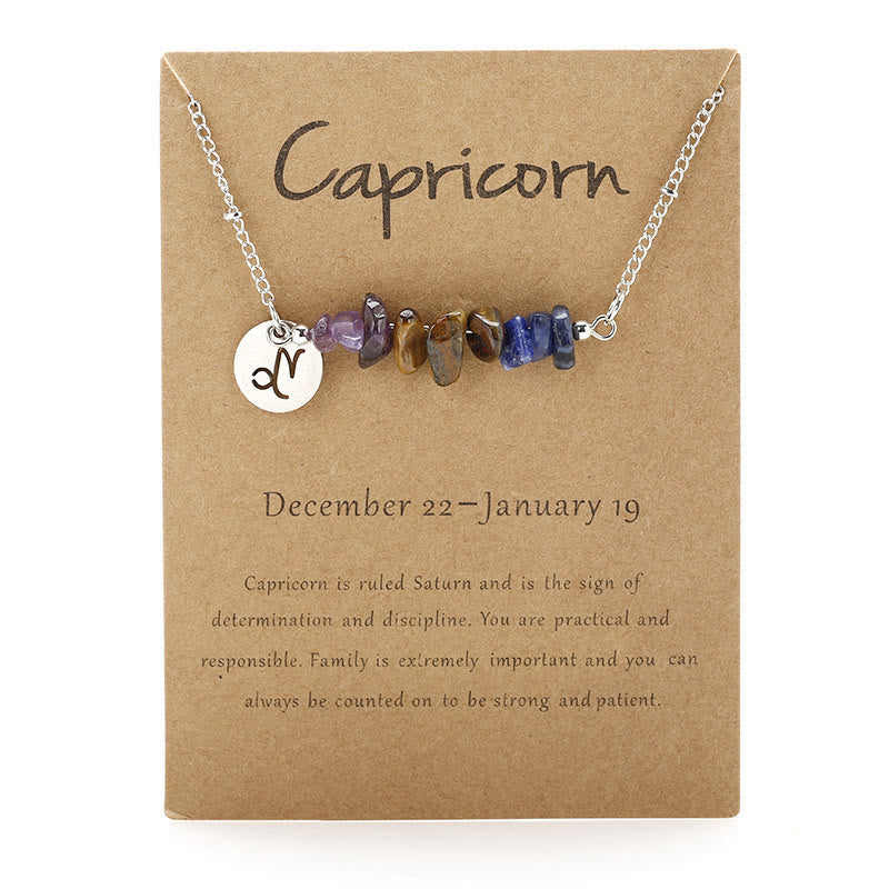 Collana con ciondolo zodiacale in perline di cristallo naturale Olivenorma 