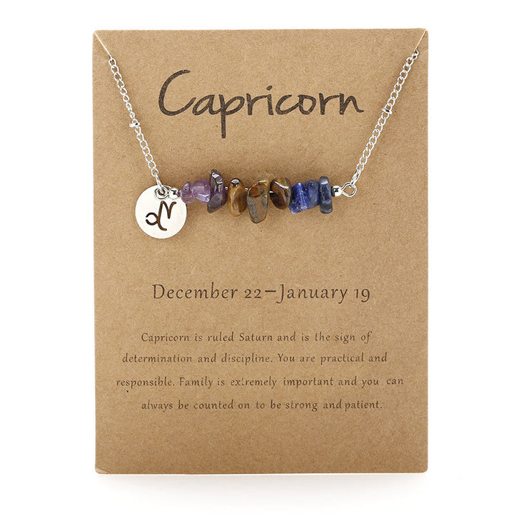 Collana con ciondolo zodiacale in perline di cristallo naturale Olivenorma 