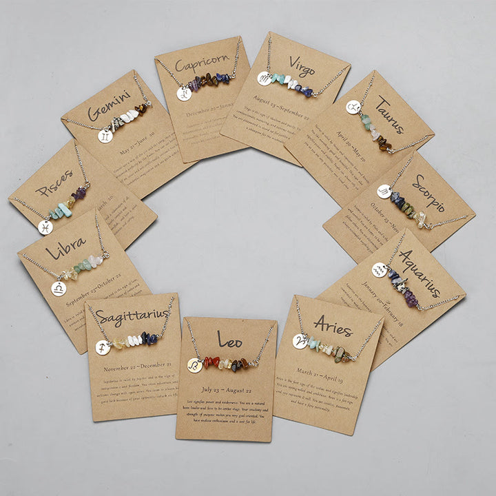Collana con ciondolo zodiacale in perline di cristallo naturale Olivenorma 
