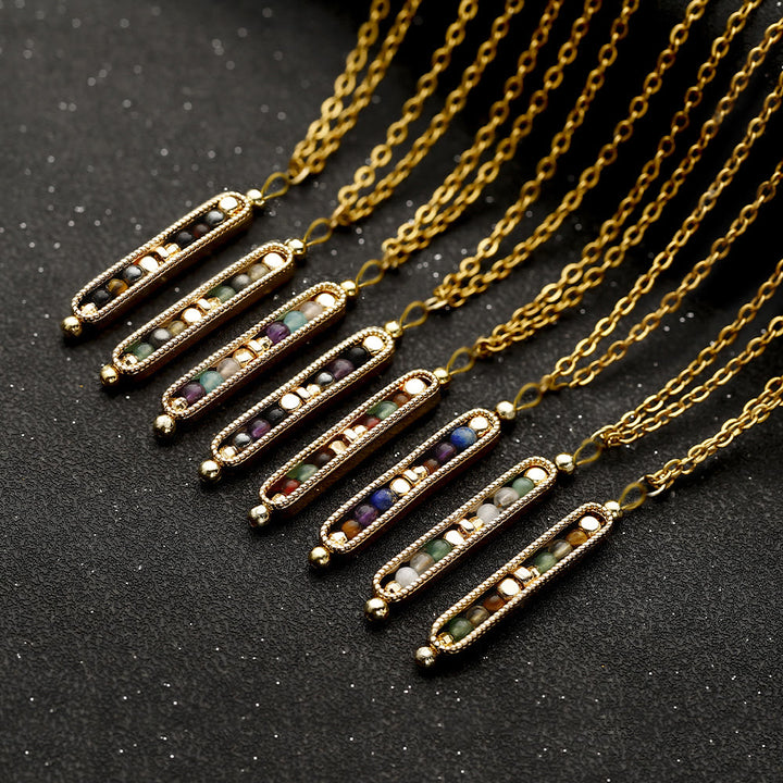 Collana con ciondolo a forma di pisello in pietra naturale curativa funzionale Olivenorma 