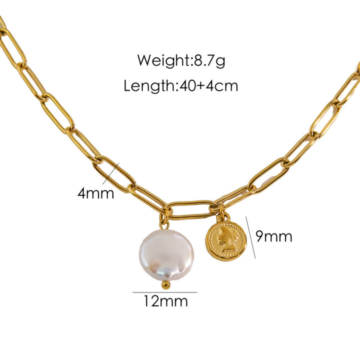 Collana con ciondolo in perle d'acqua dolce naturale Olivenorma Nacre 