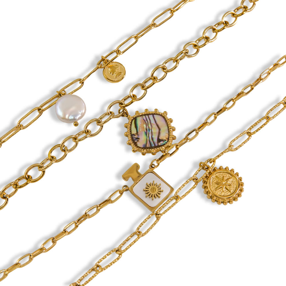 Collana con ciondolo in perle d'acqua dolce naturale Olivenorma Nacre 