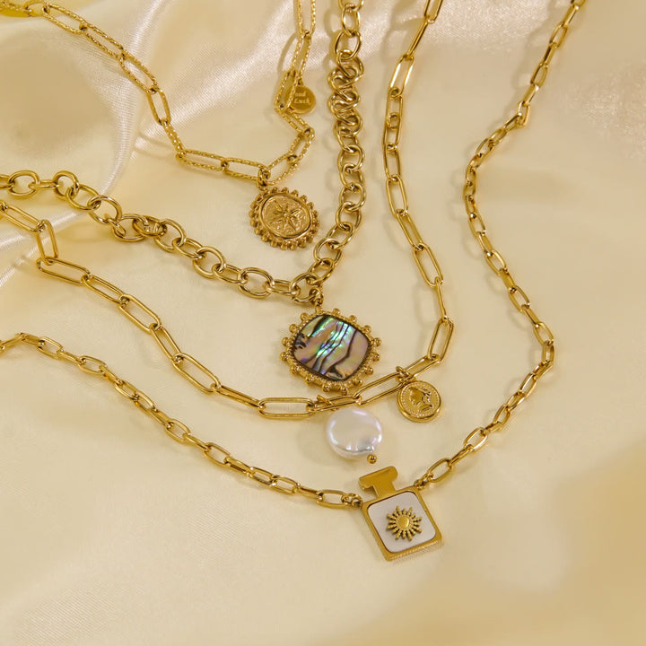 Collana con ciondolo in perle d'acqua dolce naturale Olivenorma Nacre 