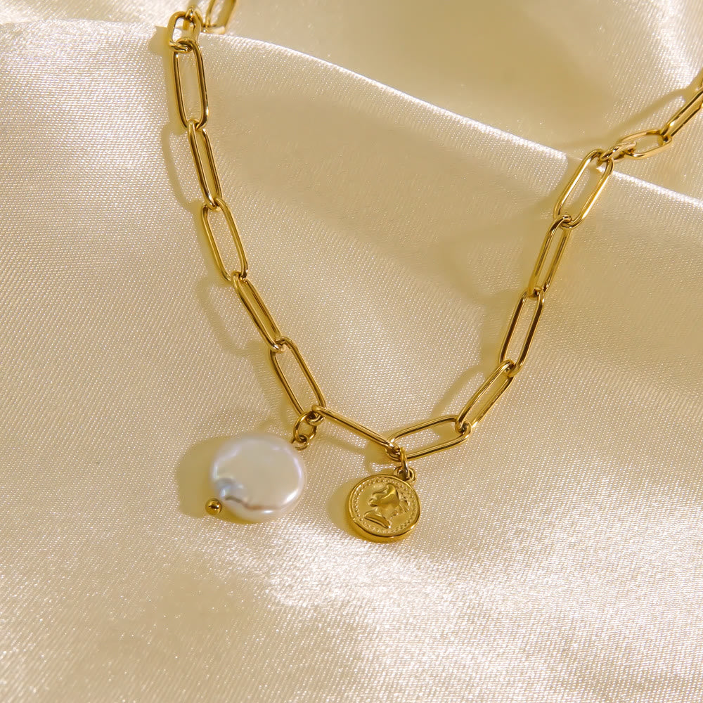 Collana con ciondolo in perle d'acqua dolce naturale Olivenorma Nacre 