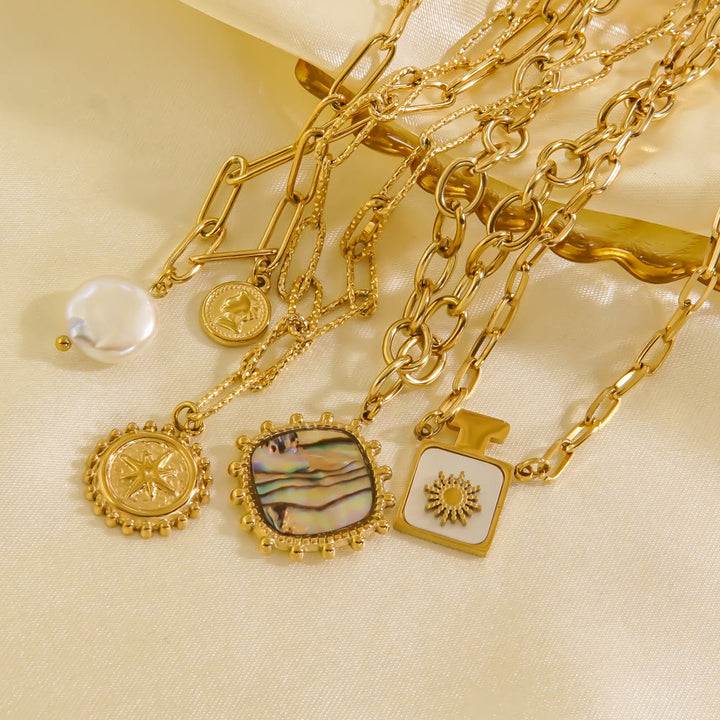 Collana con ciondolo in perle d'acqua dolce naturale Olivenorma Nacre 