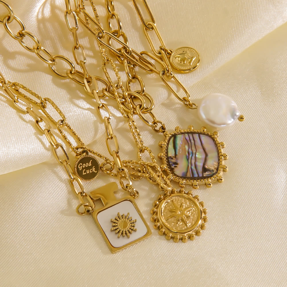Collana con ciondolo in perle d'acqua dolce naturale Olivenorma Nacre 