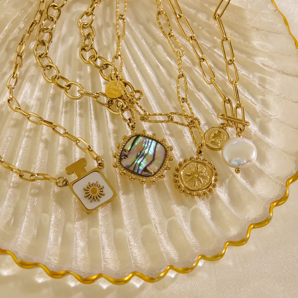 Collana con ciondolo in perle d'acqua dolce naturale Olivenorma Nacre 