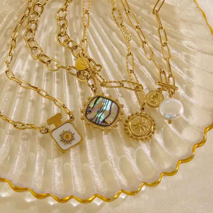 Collana con ciondolo in perle d'acqua dolce naturale Olivenorma Nacre 