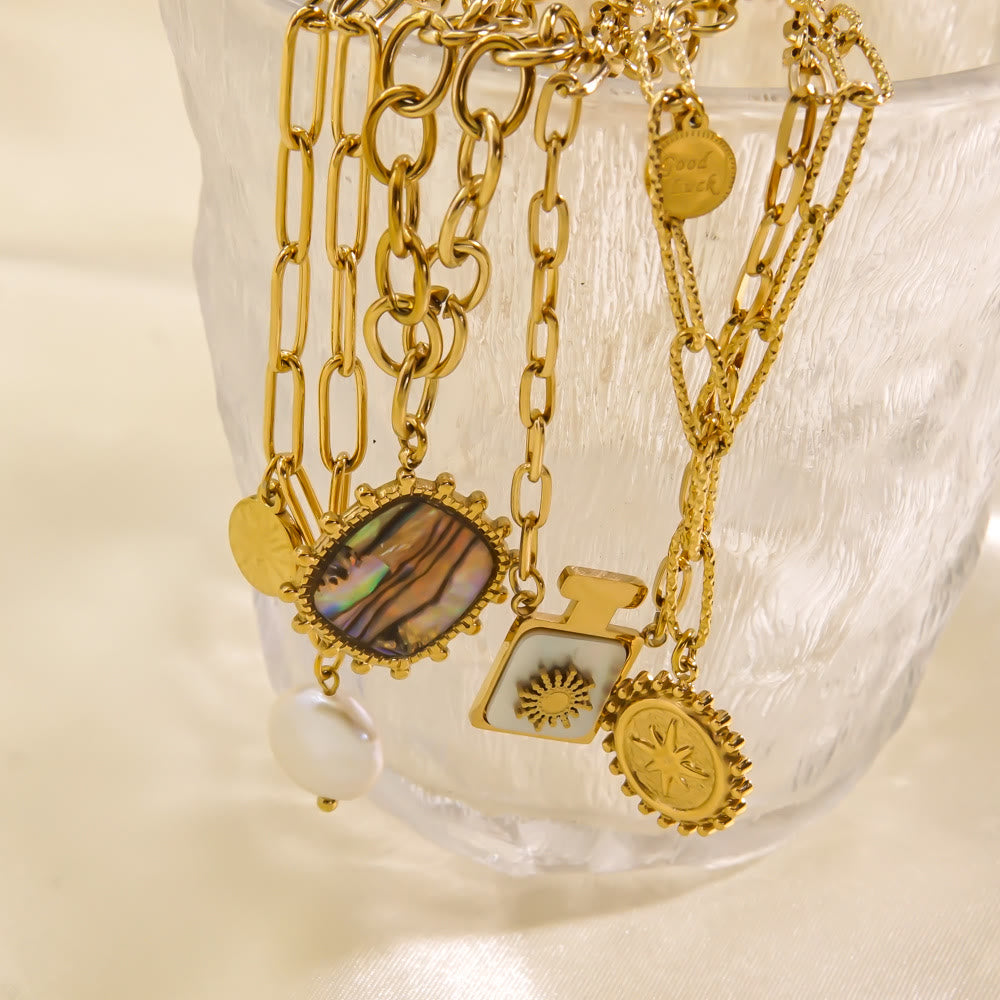 Collana con ciondolo in perle d'acqua dolce naturale Olivenorma Nacre 