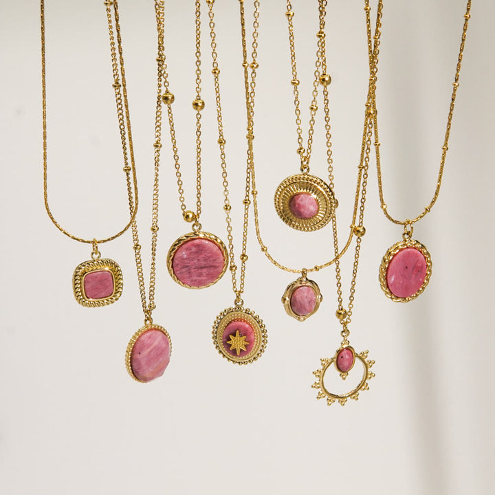 Collana con ciondolo in rodonite naturale Olivenorma 