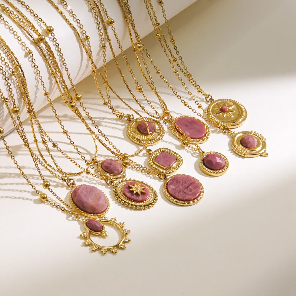 Collana con ciondolo in rodonite naturale Olivenorma 