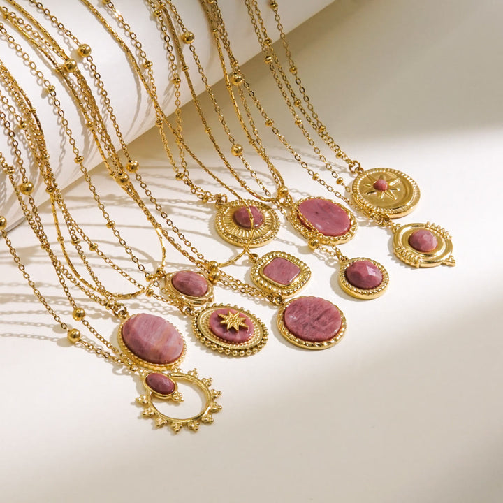 Collana con ciondolo in rodonite naturale Olivenorma 