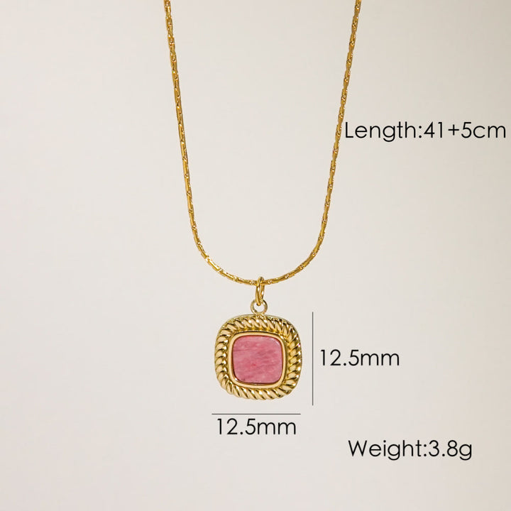 Collana con ciondolo in rodonite naturale Olivenorma 