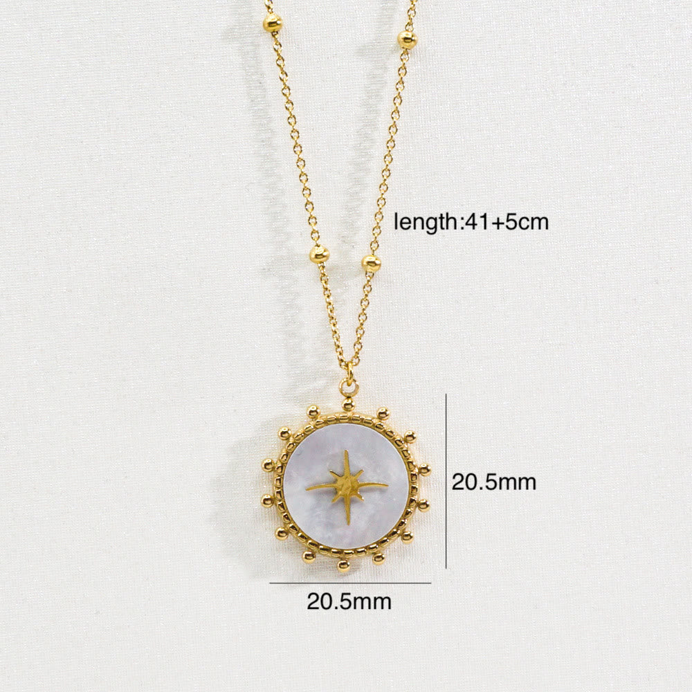 Collana con ciondolo a forma di stella a otto punte in pietra naturale Olivenorma 