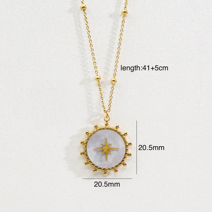 Collana con ciondolo a forma di stella a otto punte in pietra naturale Olivenorma 