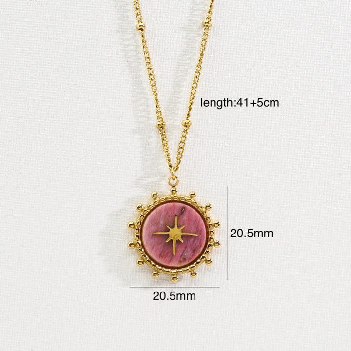 Collana con ciondolo a forma di stella a otto punte in pietra naturale Olivenorma 